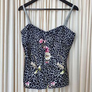 Vintage Express Design Studio Leopard Floral Silk Camisole – Small